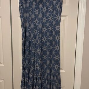 Festive Blue Starburst Print Wide Leg Pants – Size 2 – Elastic Waist – New